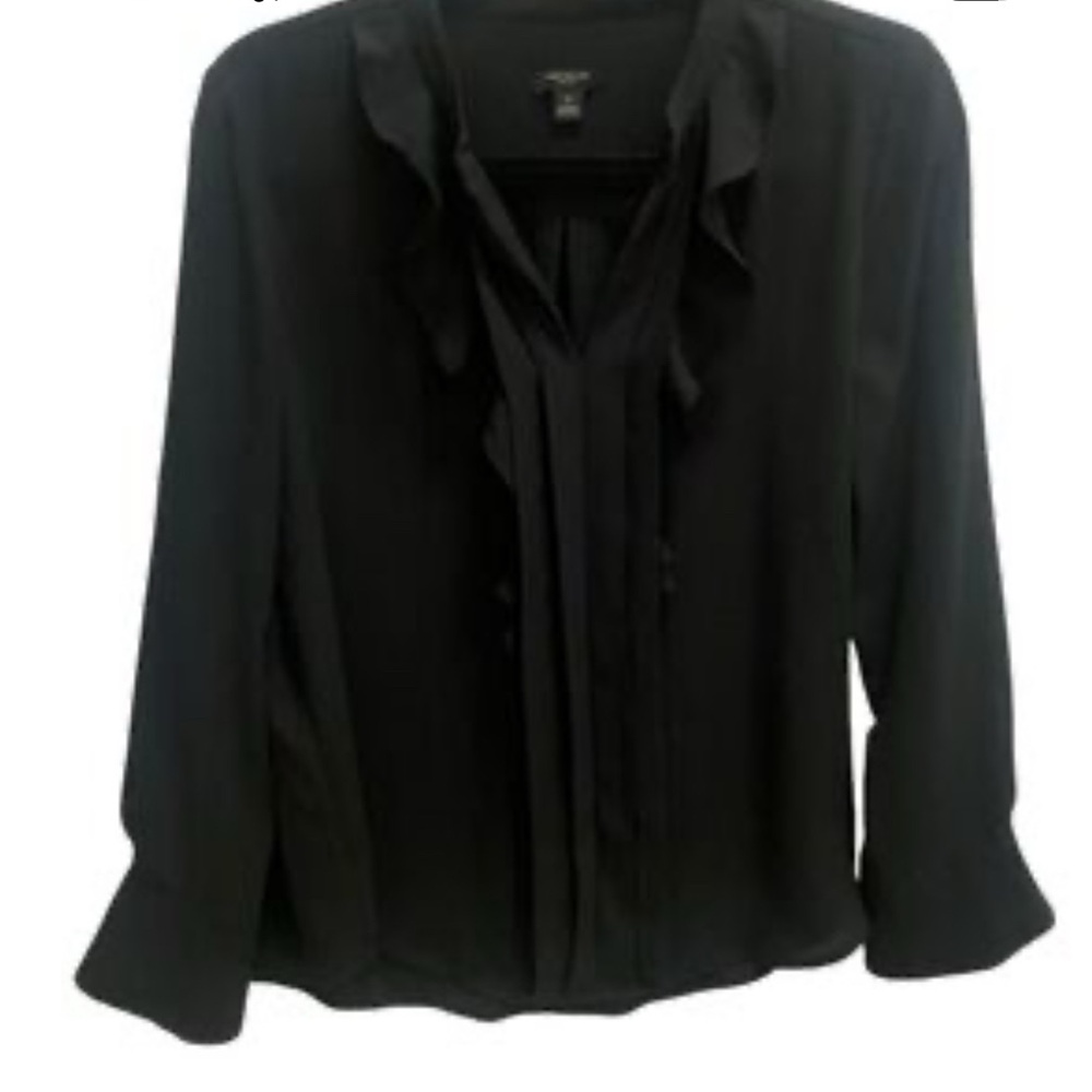 Ann Taylor Black Ruffle Blouse